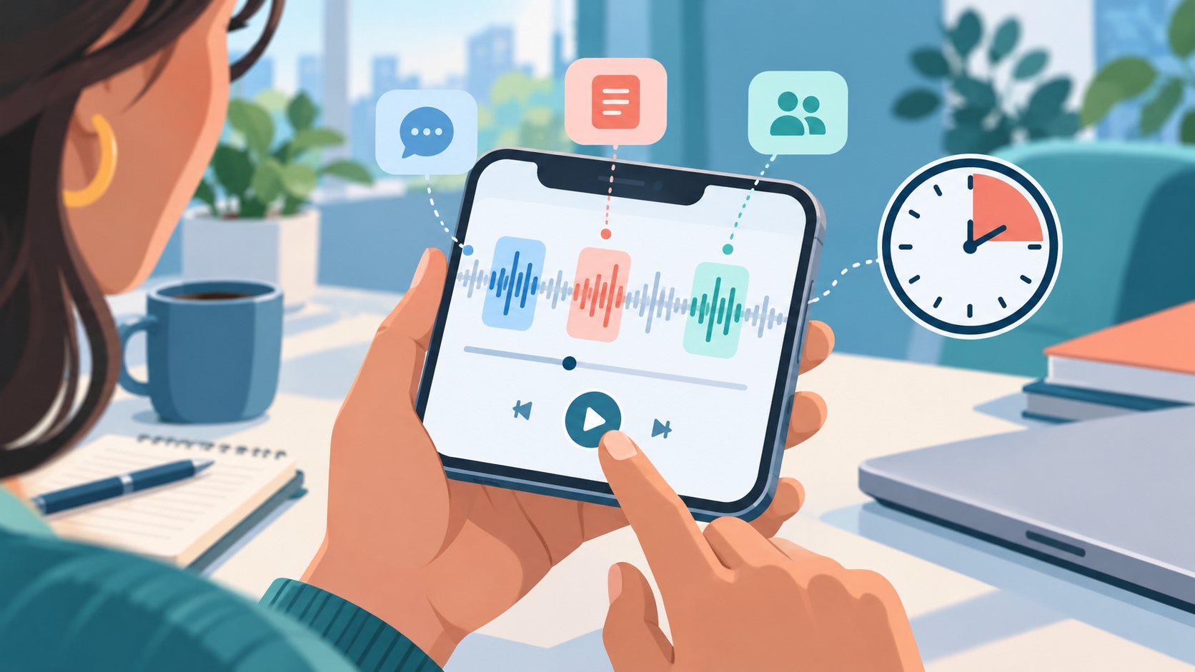 一条语音聚焦目的背景和请求的示意图