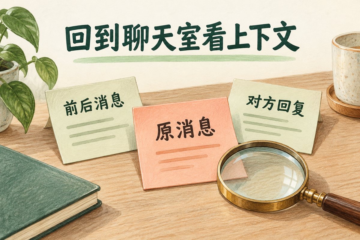 定位原消息后回到聊天室，查看前后消息和对方回复